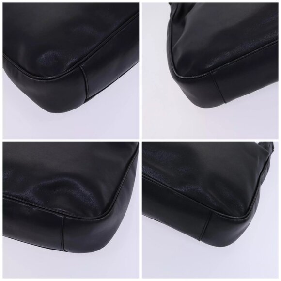 GUCCI Bamboo Hand Bag Leather 2way Black Gold Auth - Picture 16 of 16